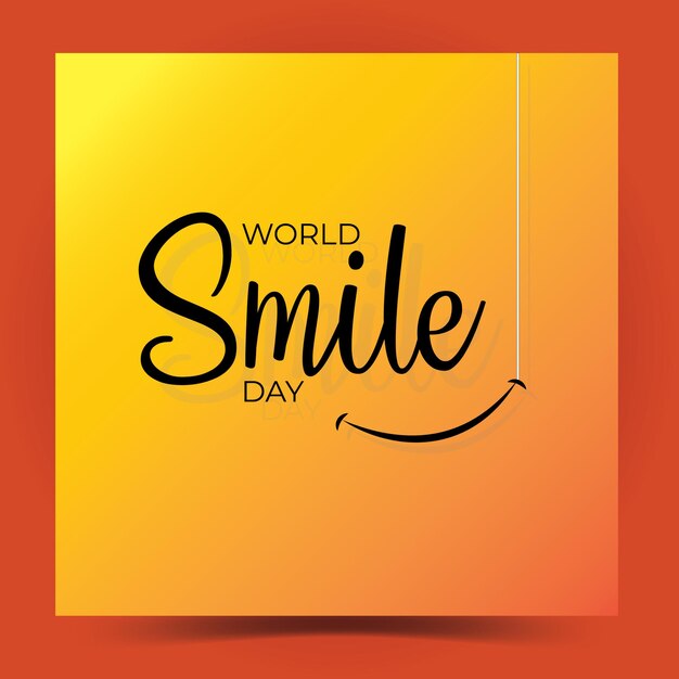 World Smile Day yellow banner World Happiness Day Poster