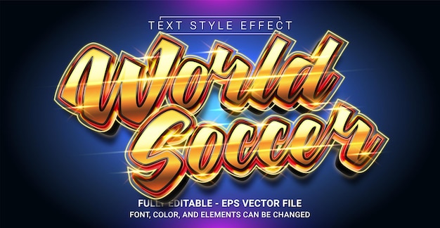 Modello di testo grafico modificabile effetto stile testo world soccer