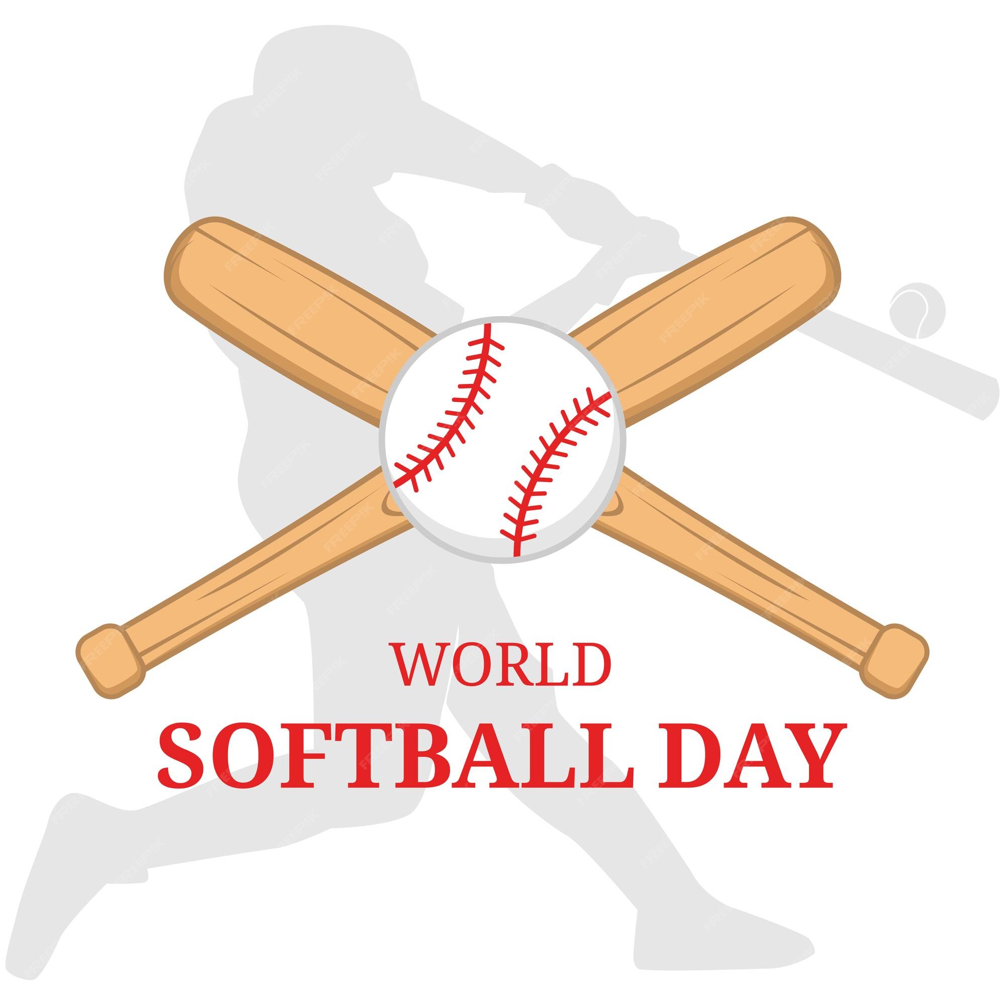 Premium Vector World softball day vector illustrator with man playing