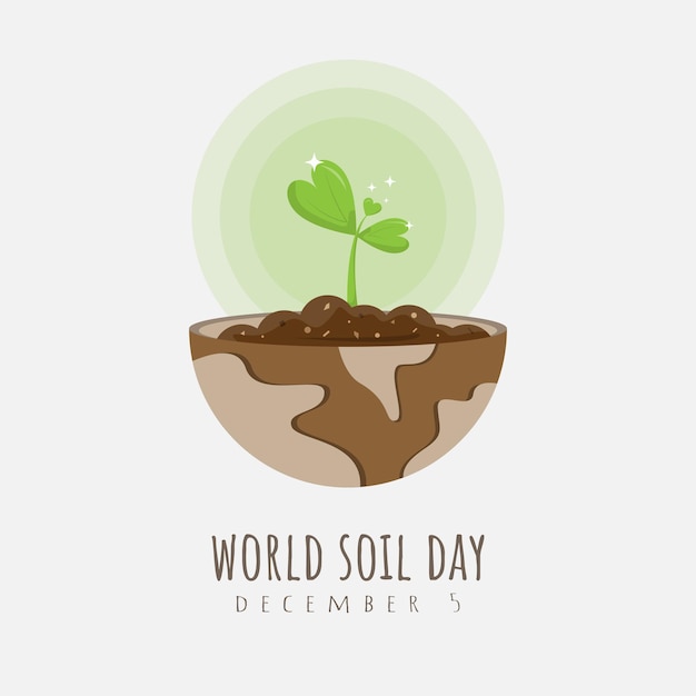 World Soil Day poster with tree shoots growing on the earth