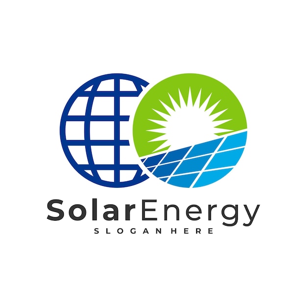 Modello vettoriale del logo solare mondiale concetti di design del logo dell'energia solare creativa