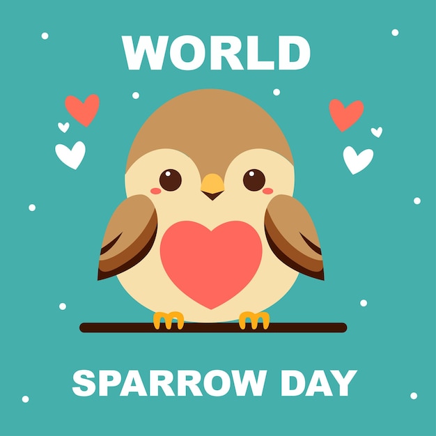 Vector world sparrow day march 20 cute hand drawn bird vector illustrationxa