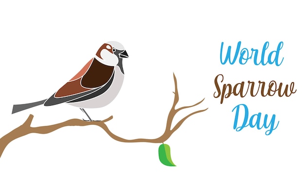 Vector world sparrow day vector illustration poster concept card banner