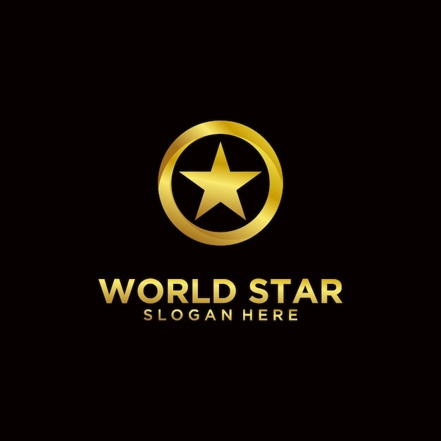 World star logo design icona di lusso modello golden star logo moderno concetto