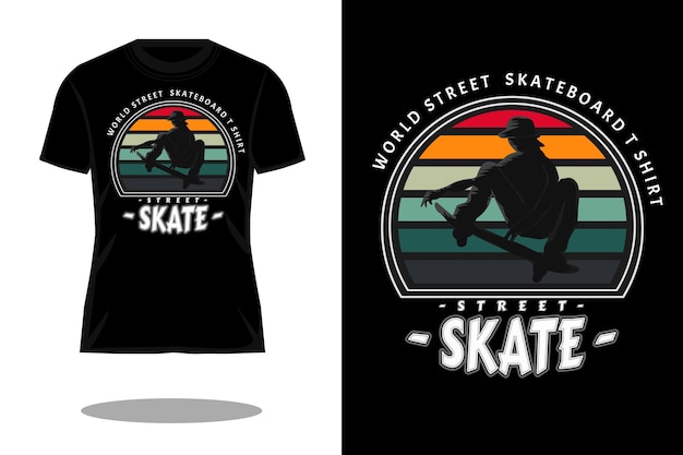 World street skateboard silhouette vintage t shirt design