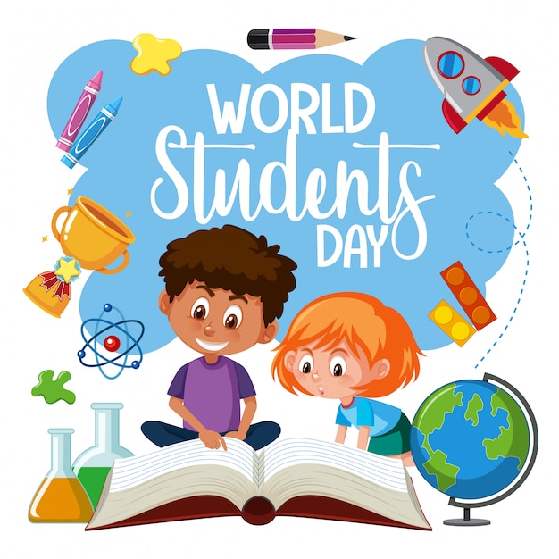 Vector world student day icon