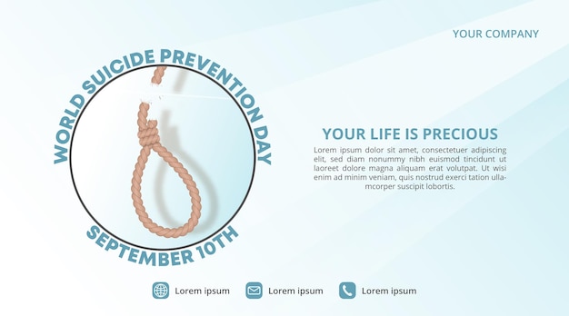 World Suicide Prevention Day background with a cut rope and light