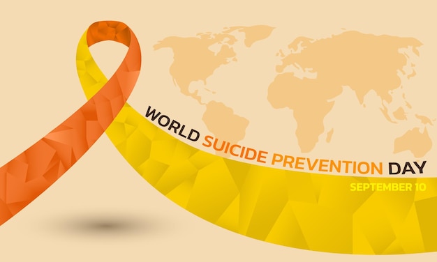 World suicide prevention day concept with awareness ribbon design for poster greeting card