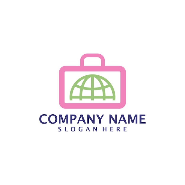 World Suitcase logo design vector Suitcase logo design template concept