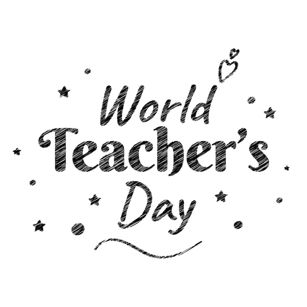world teacher's day celebration black and white line sketch illustration design
