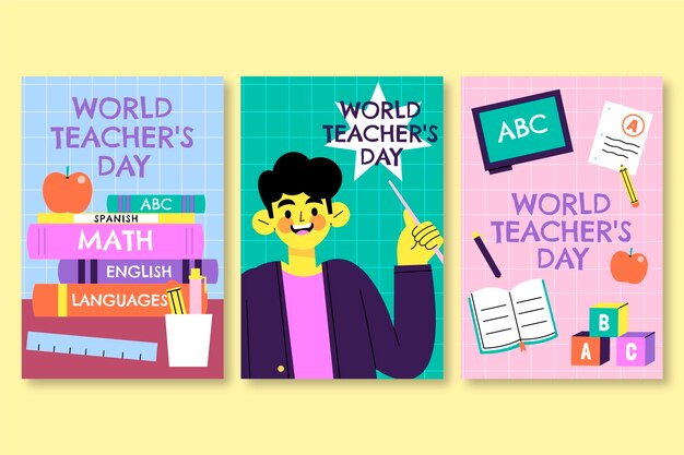 world teacher's day celebration greeting cards