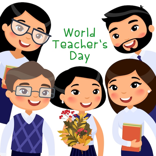 Modello di banner piatto vettoriale giornata mondiale degli insegnanti.