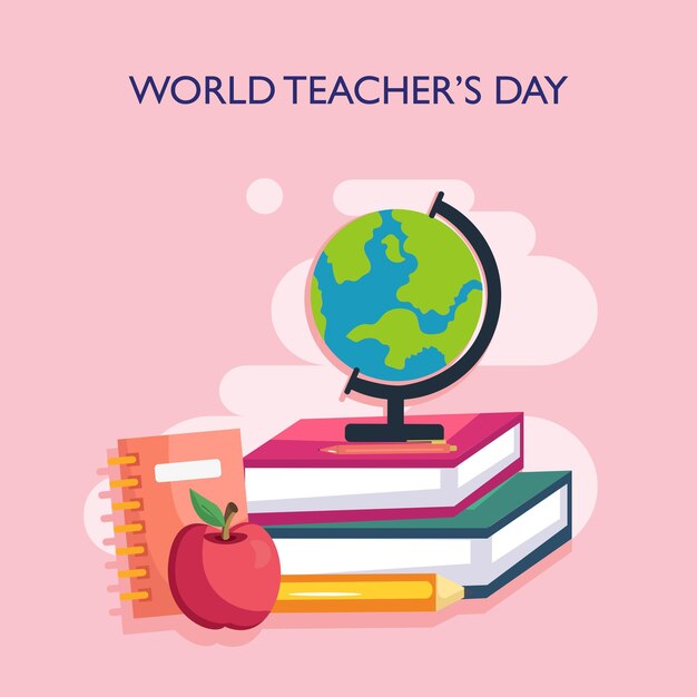 World teachers day icon set flat vector template style suitable for web landing page