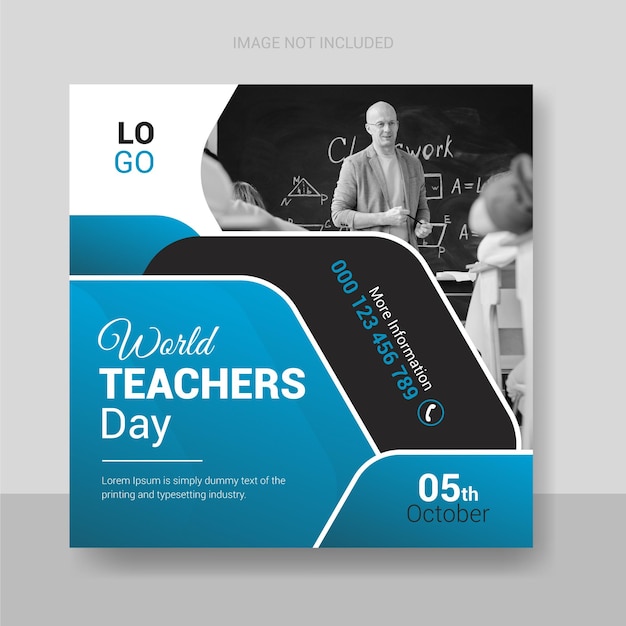 Vector world teachers day social media post design template or square flyer