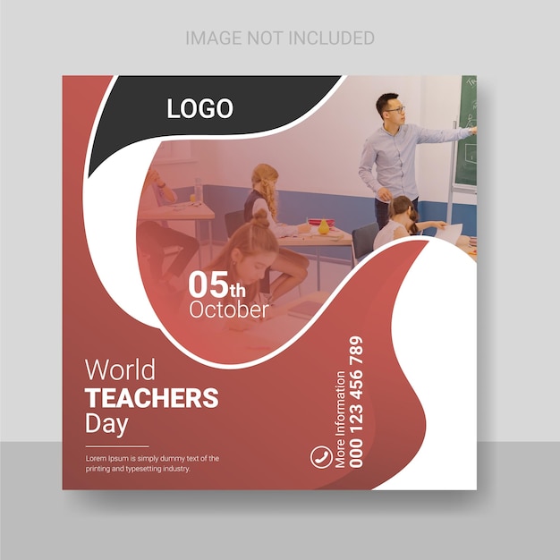 Vector world teachers day social media post design template or square flyer