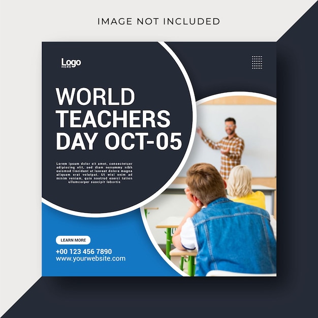 Шаблон дизайна постов в социальных сетях на Всемирный день учителей