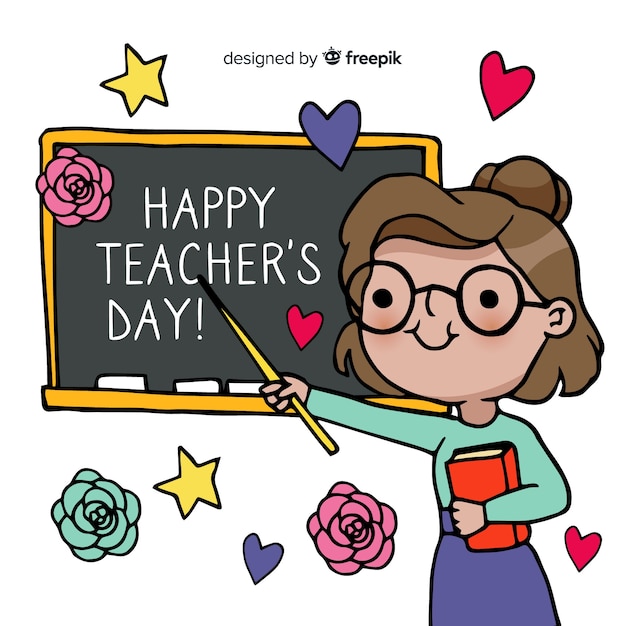 World teachers' day with chalkboard