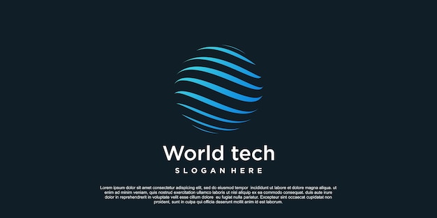 Простая концепция дизайна логотипа world tech premium векторы часть 3