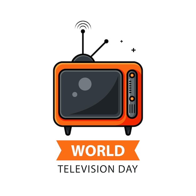 Вектор Шаблон дизайна фона всемирного дня телевидения со старой телевизионной иконой.