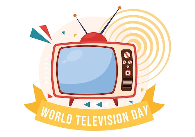 World Television Day Illustration on November 21 with TV for Web Banner or Poster in Flat Cartoon