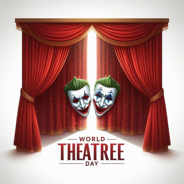 Vettore world theatre day vector illustrator post design per i social media