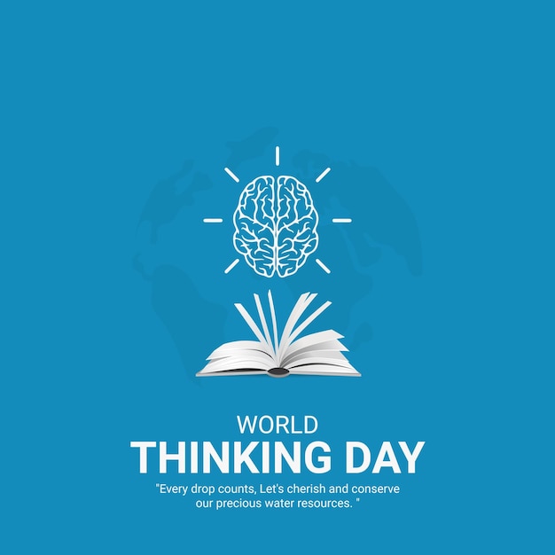 World thinking day world thinking day creative ads design feb 22 social media poster vector 3d illustration