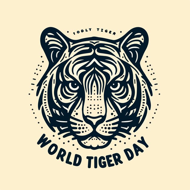 Vector world tiger day vector illustration with tiger head logo concept