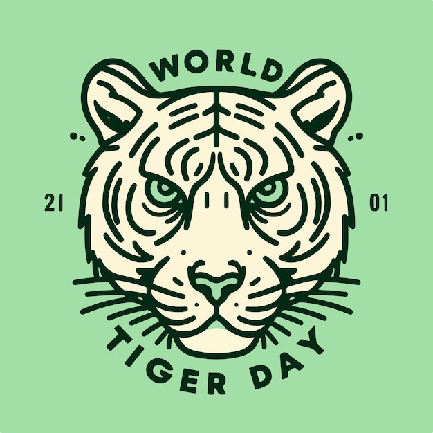 World tiger day vector illustration with tiger head logo concept