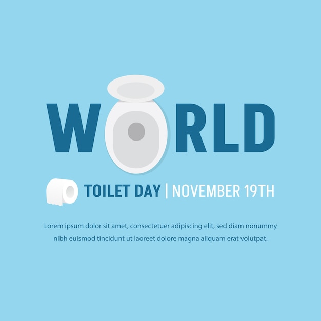 Vector world toilet day october 19th banner design with closet top view illustration on isolated background