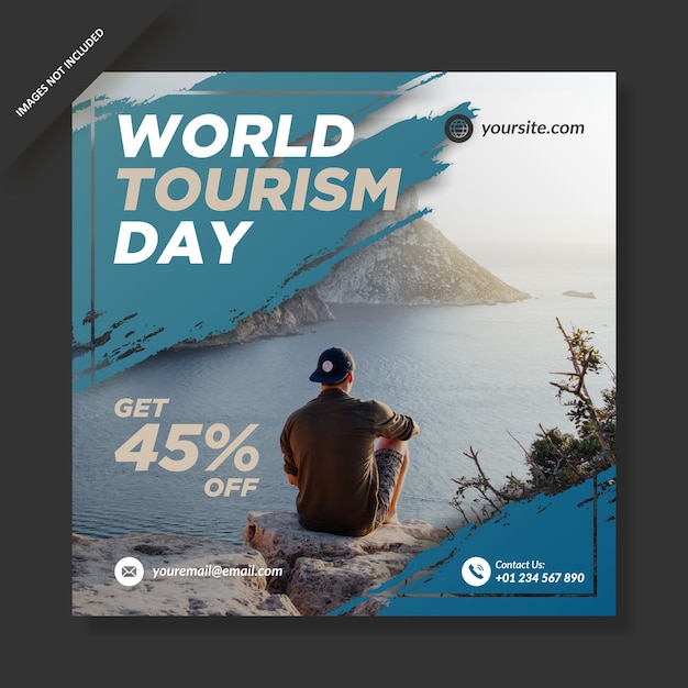 Vector world tourism day banner social media instagram post