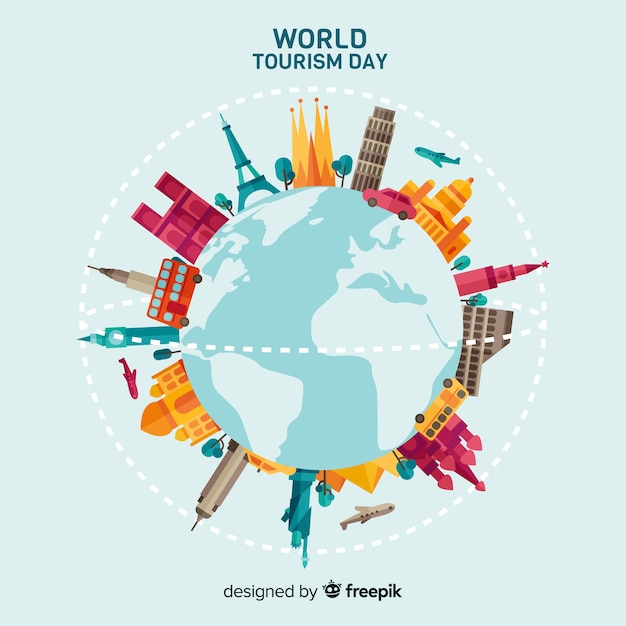 Vector world tourism day concept with flat design