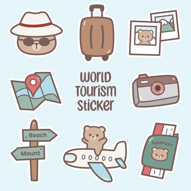 World Tourism Day Cute Stickers Pack