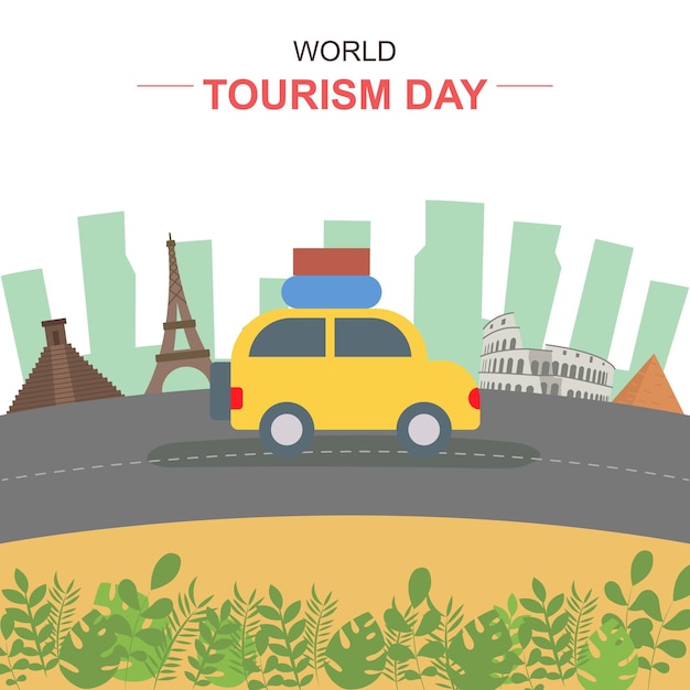 World tourism day flat illustration vector