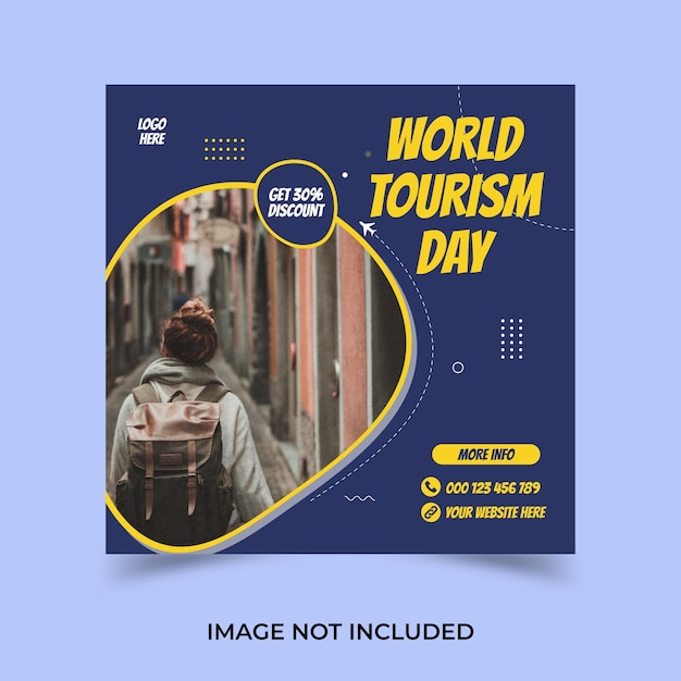world tourism day social media instagram post premium vector template