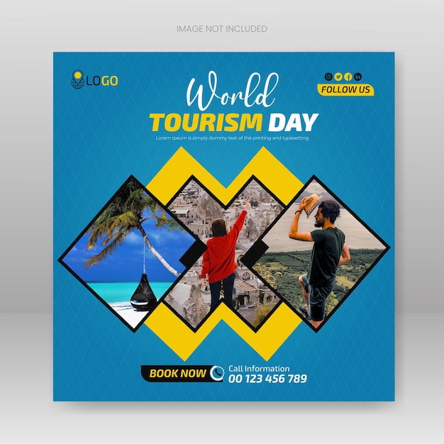 세계 관광의 날 소셜 미디어 포스트 디자인 템플릿