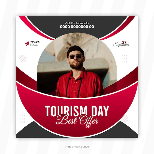 Vector world tourism day social media post design template