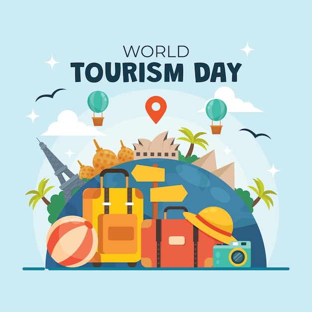 Vector world tourism day template card design free vector