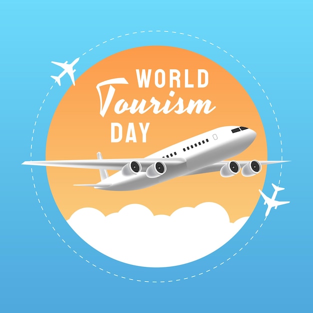 World Tourism Day template card design Free Vector