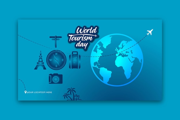 Giornata mondiale del turismo del design piatto per le celebrazioni della giornata del turismo webinar. modello di post sui social media