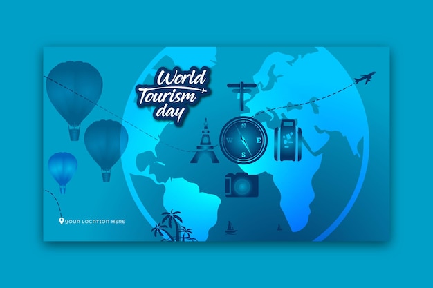 World tourism day of webinar tourism day celebrations flat design. social media post template