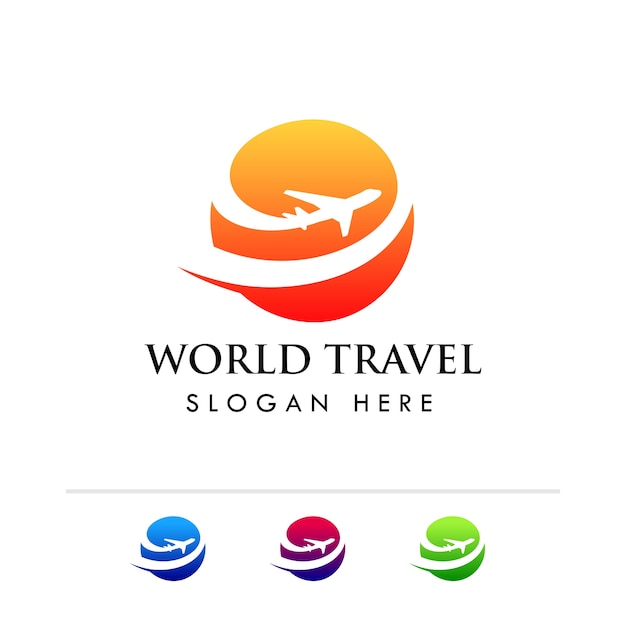 Modello di logo di agenzia di viaggi del mondo
