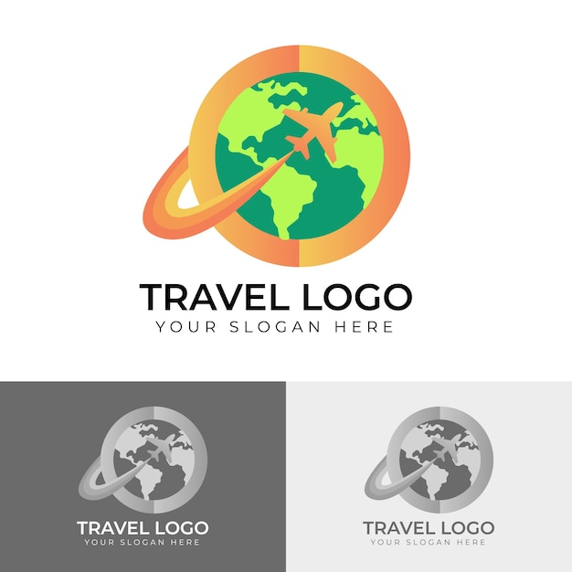 Vettore progettazione del logo del viaggio mondiale