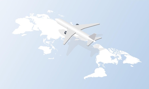 World travel map with airplanes isometric vector design