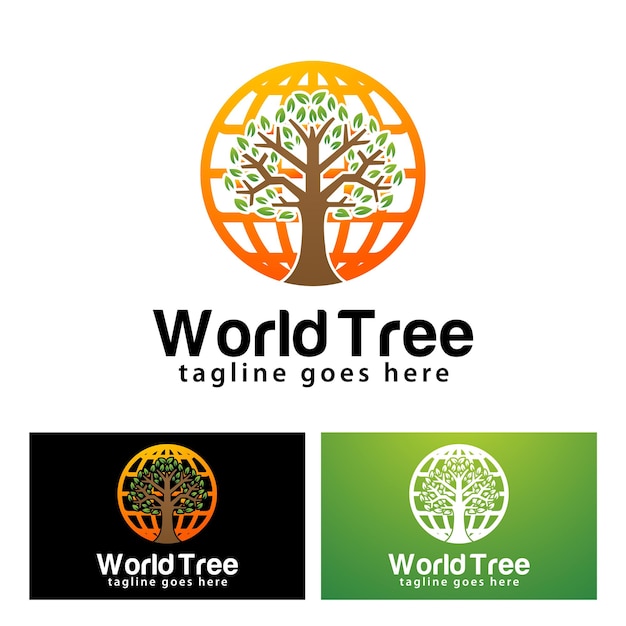 World tree logo design template