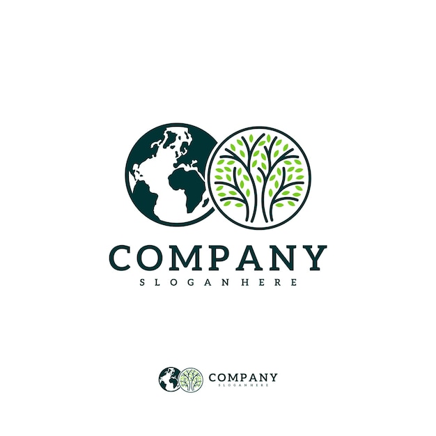 Vector world tree logo vector template creative tree logo design concepts