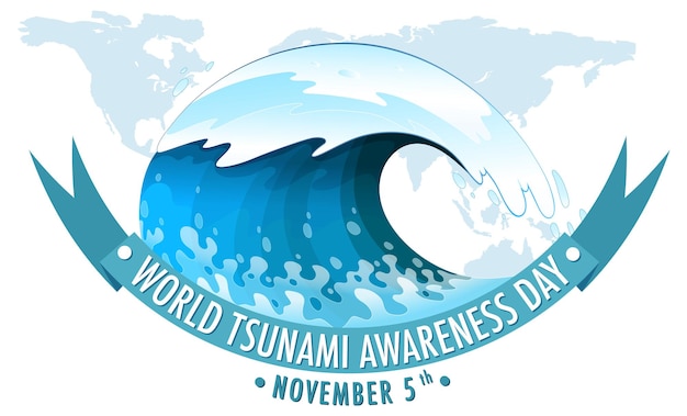 Vettore banner per la giornata mondiale di sensibilizzazione allo tsunami
