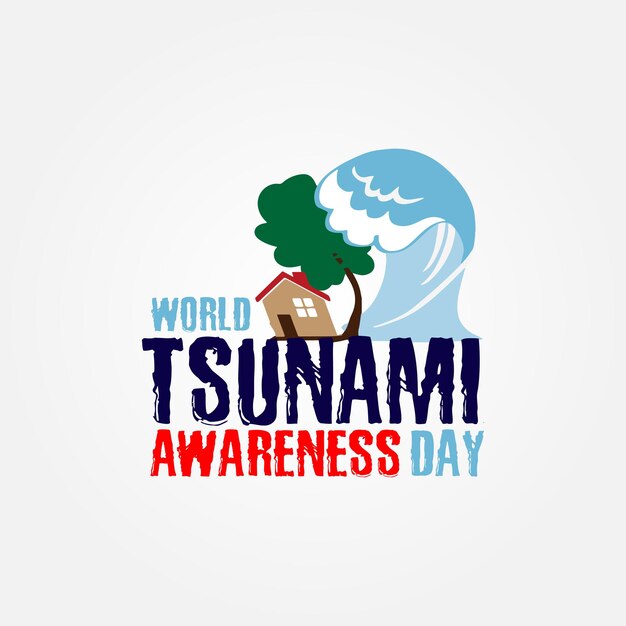 Concept design per la giornata mondiale di sensibilizzazione sullo tsunami, gli tsunami non conoscono confini, la giornata mondiale di sensibilizzazione sullo tsunami