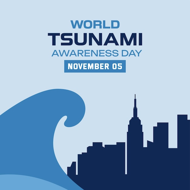 Иллюстрация Всемирного дня осведомленности о цунами 05 ноября Иллюстрация векторного дизайна