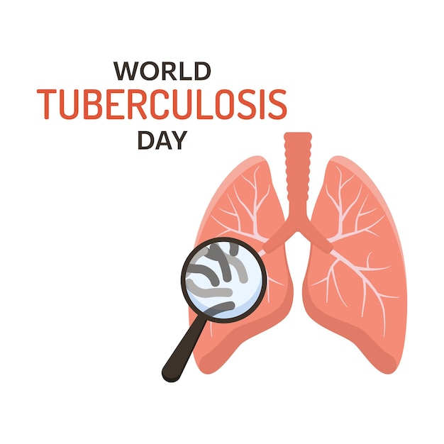 Concetto di giornata mondiale della tubercolosi polmoni umani con lente d'ingrandimento e batterio della tubercolosi