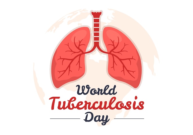 Vector world tuberculosis day on march 24 illustration with pictures of the lungs inspection in hand drawn